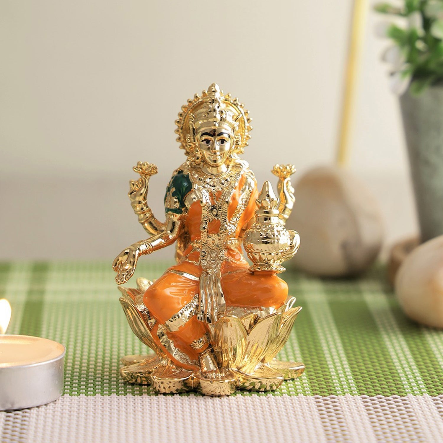 Gold Plated Statue Of Lakshmi Murti Statue - Diwali Idol Lmas112